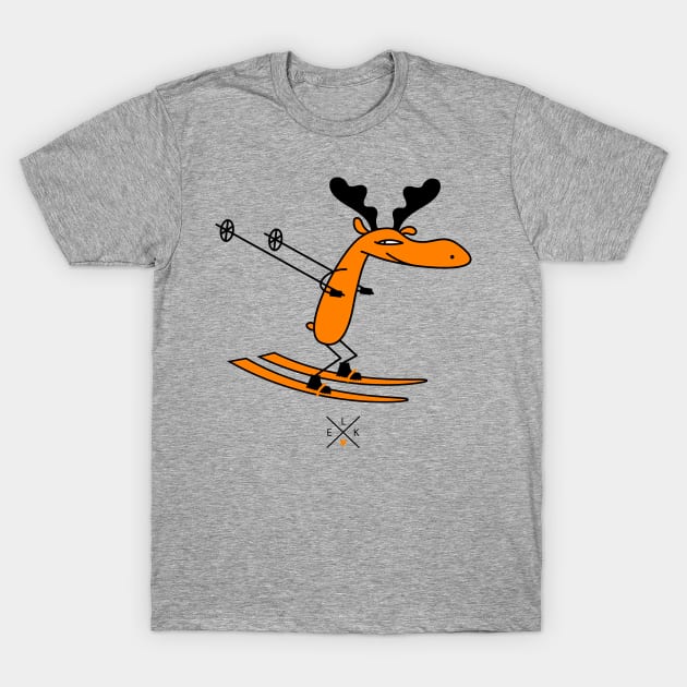 Skier moose T-Shirt by spontania